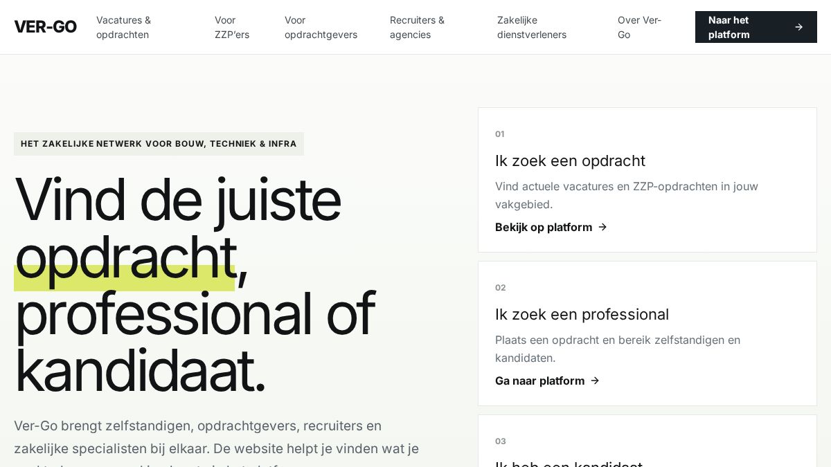 Echte preview van de Ver-Go landingspagina